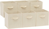 Amazon Basics - Cestos plegables de tela para almacenar, organizadores con asas, 10.5 x 10.5 x 11 pulgadas, color beige, paquete de 6